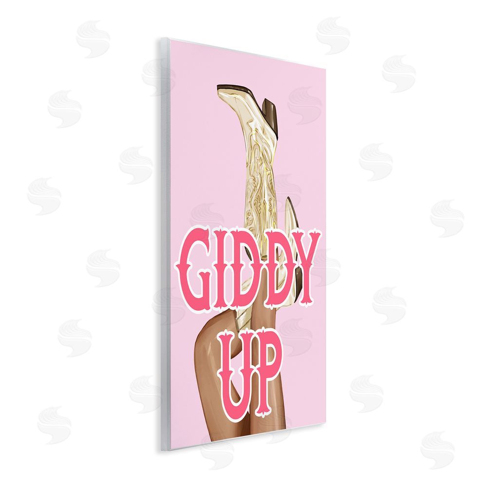 Ziwei Li Giddy Up Cowgirl Phrase Wooden Wall Plaque Art Print