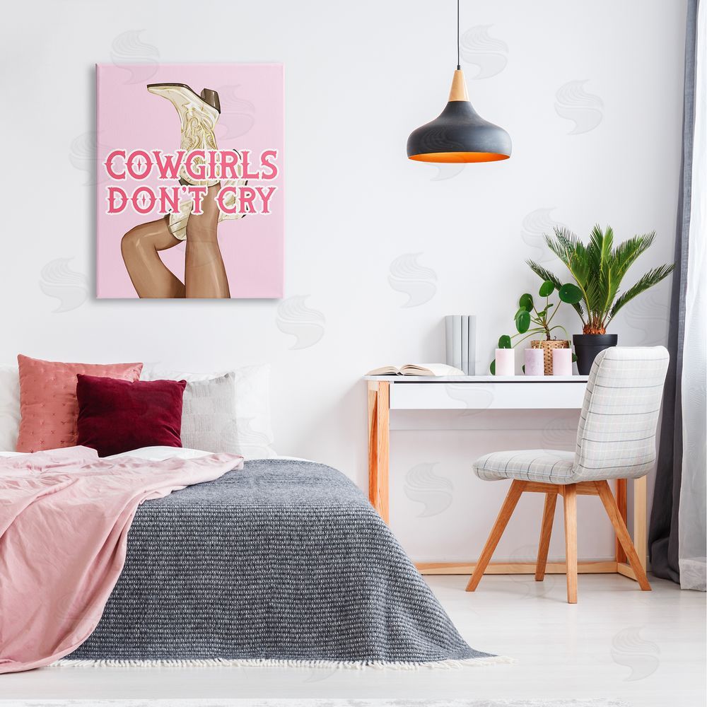 Ziwei Li Cowgirls Don't Cry Phrase Canvas Wall Art Print in Room