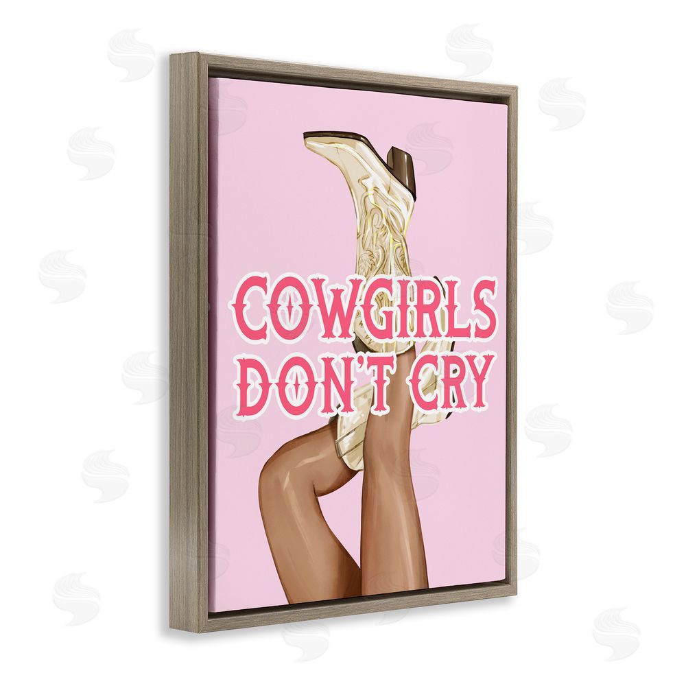 Ziwei Li Cowgirls Don't Cry Phrase Brown Floating Frame Canvas Wall Art Print