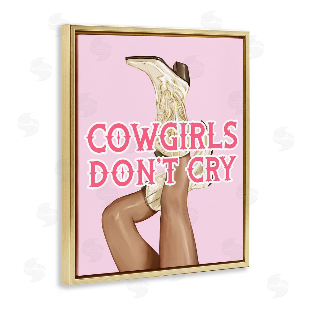 Ziwei Li Cowgirls Don't Cry Phrase Gold Floating Frame Canvas Wall Art Print