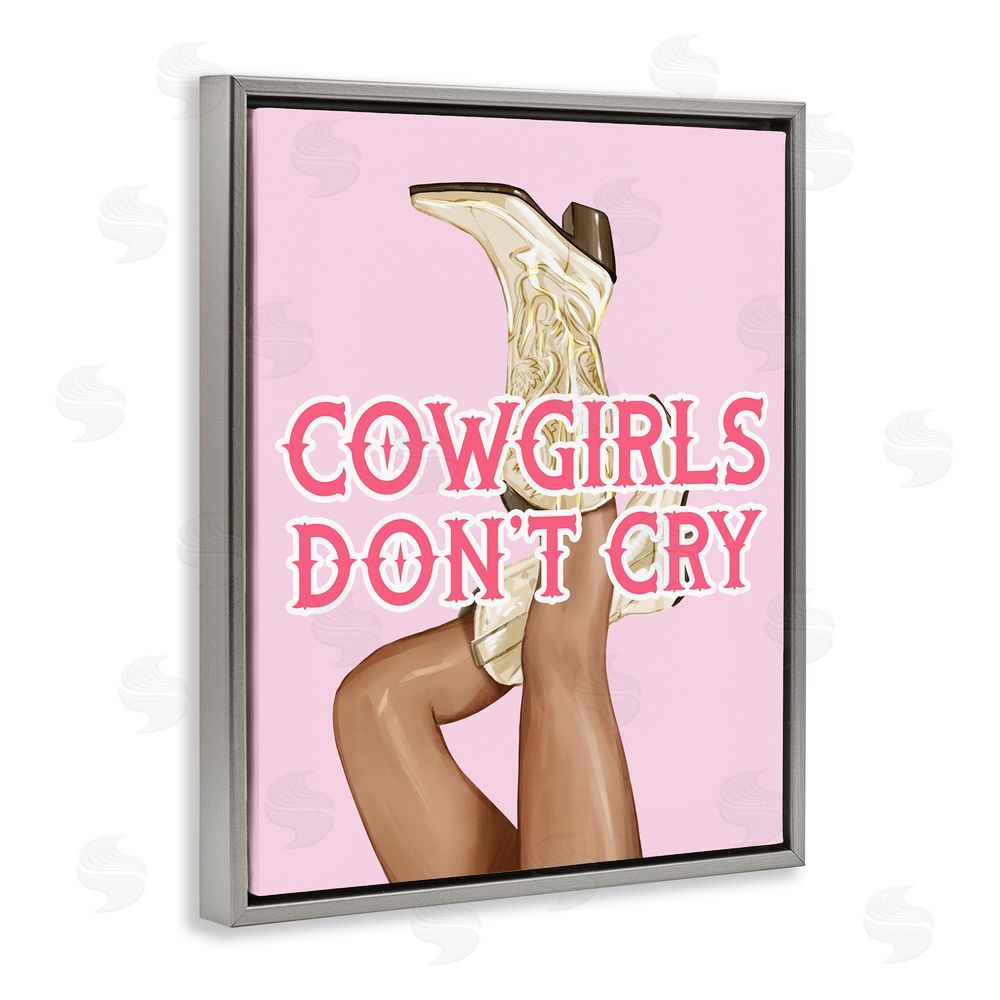 Ziwei Li Cowgirls Don't Cry Phrase Gray Floating Frame Canvas Wall Art Print