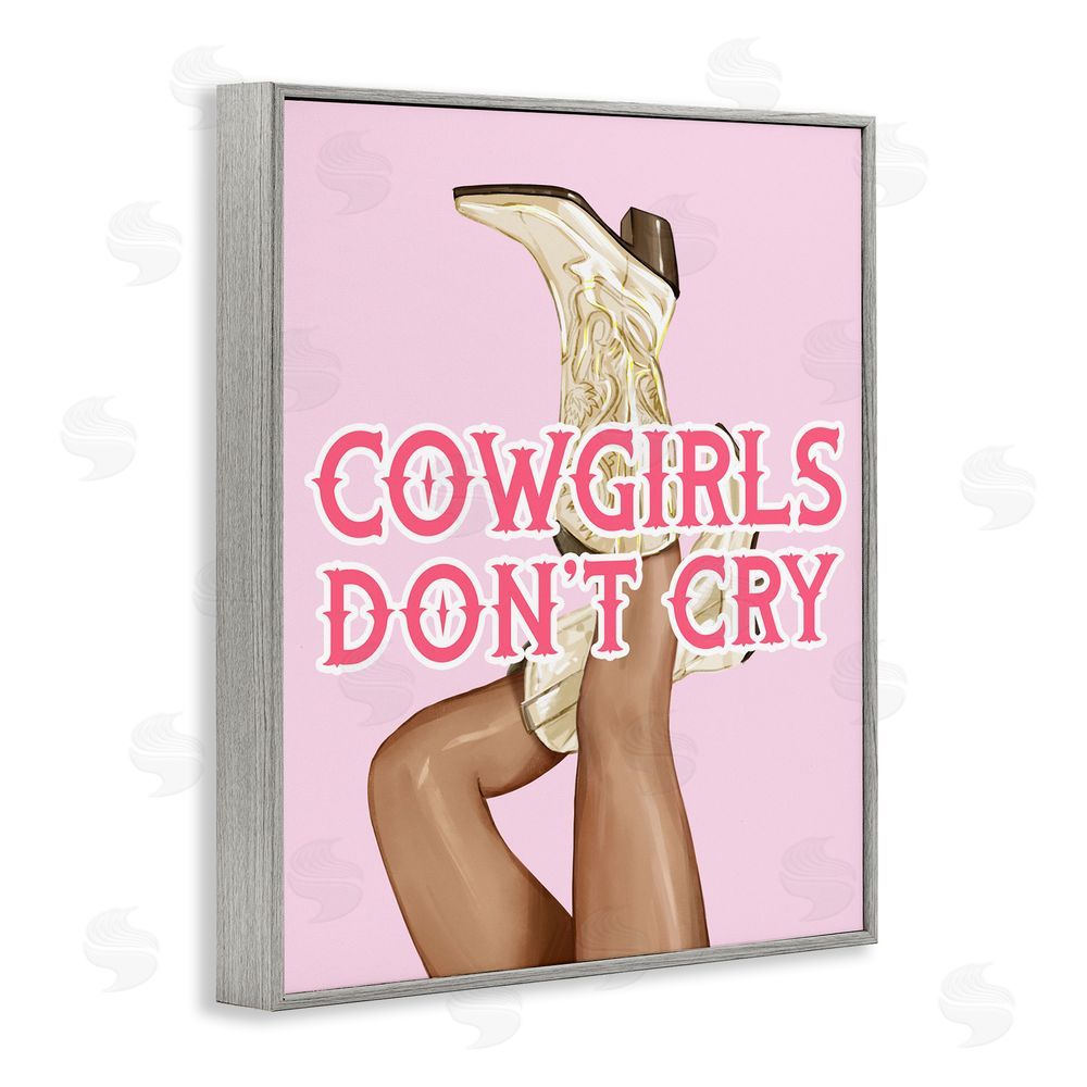 Ziwei Li Cowgirls Don't Cry Phrase Gray Framed Giclee Wall Art Print