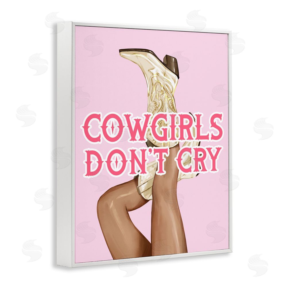 Ziwei Li Cowgirls Don't Cry Phrase White Framed Giclee Wall Art Print