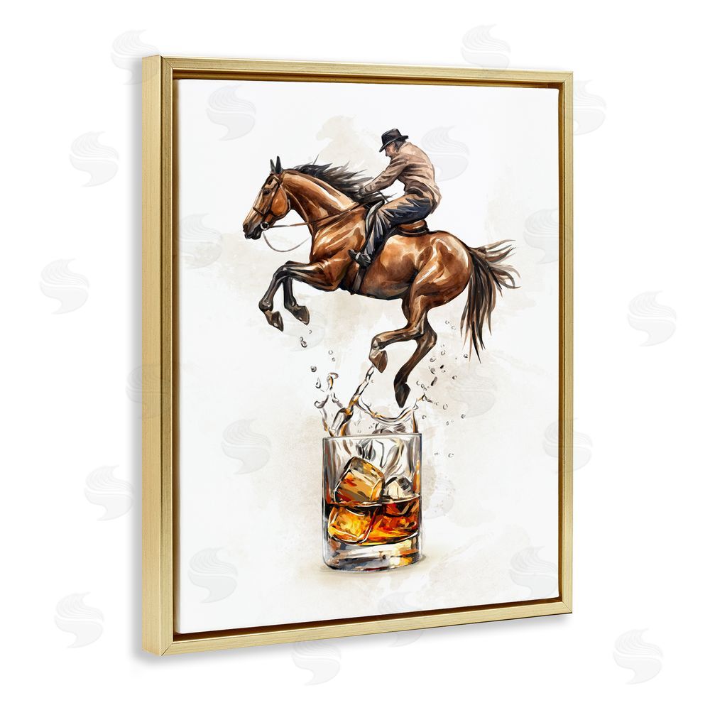 Ziwei Li Cowboy & Bourbon Gold Floating Frame Canvas Wall Art Print