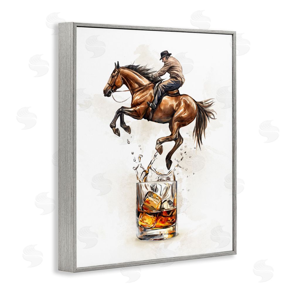Ziwei Li Cowboy & Bourbon Gray Framed Giclee Wall Art Print