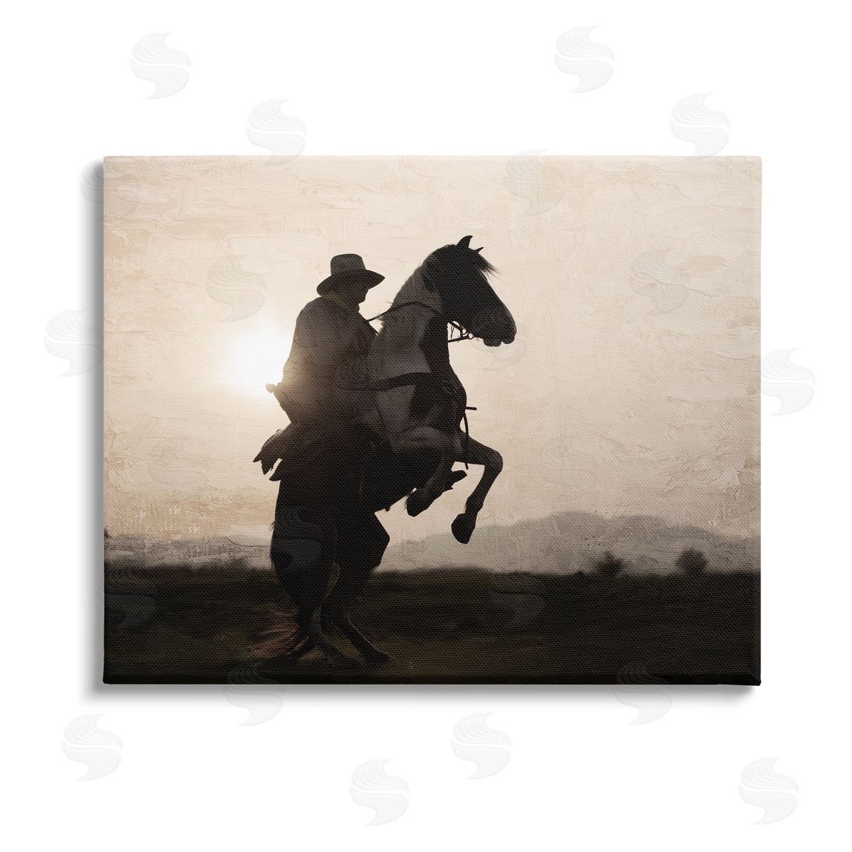 Kim Allen Cowboy & Rearing Horse Canvas Wall Art Print