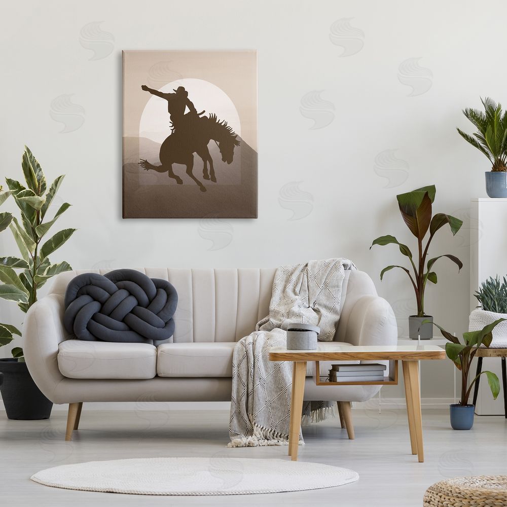 Karen Smith Modern Cowboy Silhouette Canvas Wall Art Print in Room