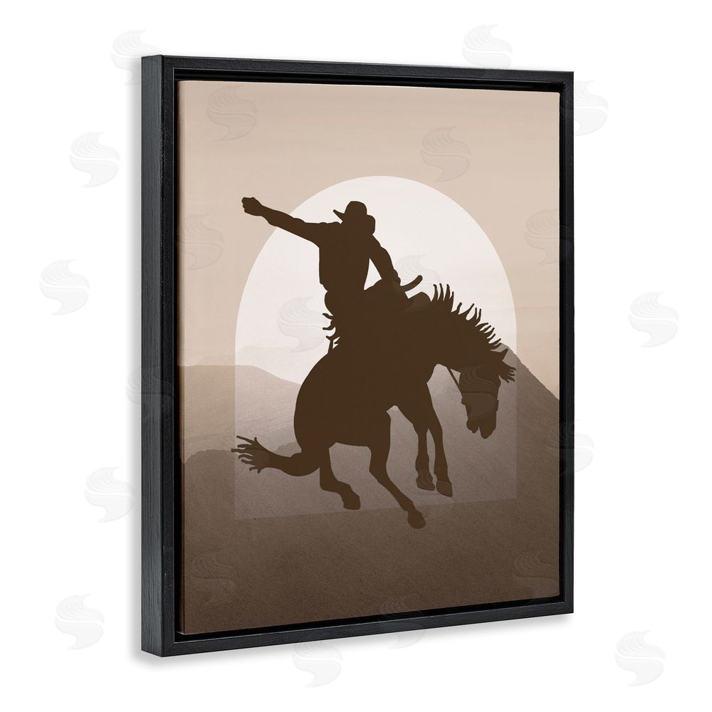 Karen Smith Modern Cowboy Silhouette Black Floating Frame Canvas Wall Art Print