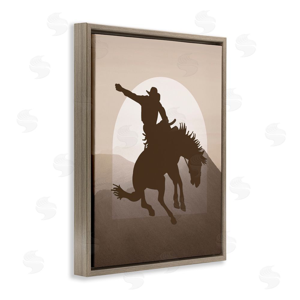 Karen Smith Modern Cowboy Silhouette Brown Floating Frame Canvas Wall Art Print