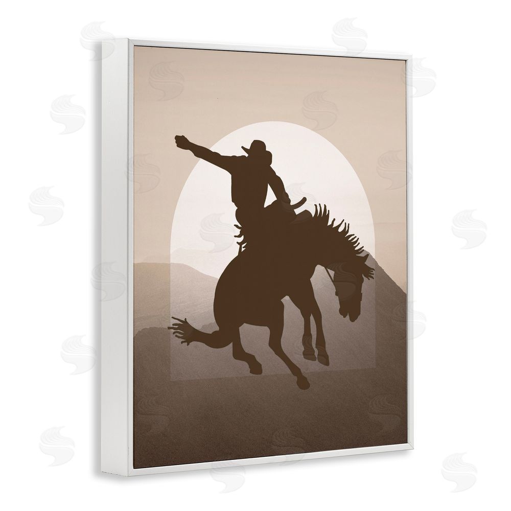 Karen Smith Modern Cowboy Silhouette White Framed Giclee Wall Art Print