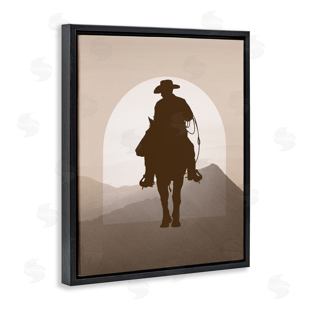 Karen Smith Cowboy & Desert Dunes Black Floating Frame Canvas Wall Art Print