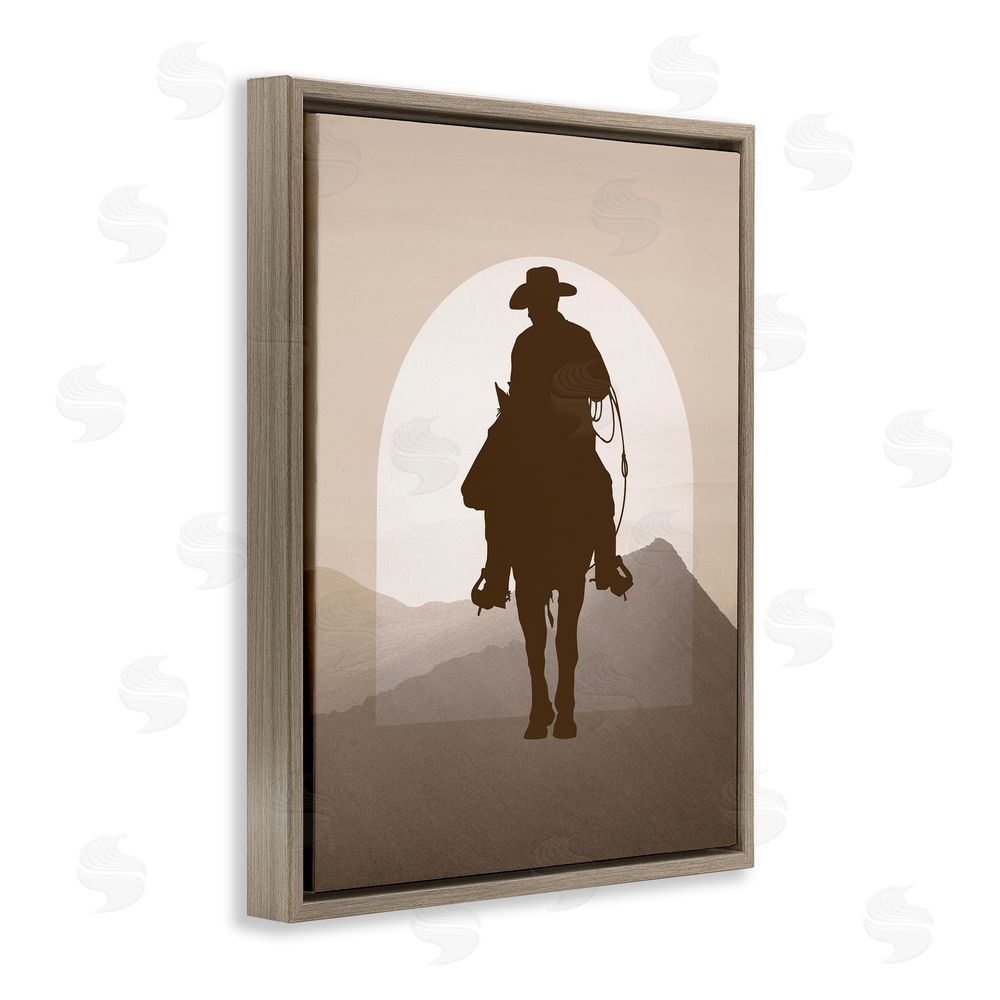 Karen Smith Cowboy & Desert Dunes Brown Floating Frame Canvas Wall Art Print