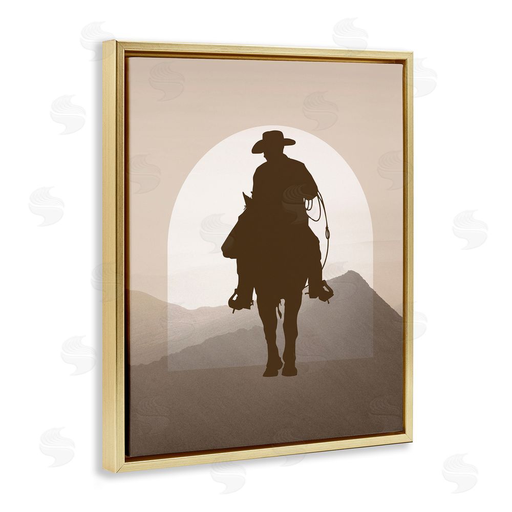 Karen Smith Cowboy & Desert Dunes Gold Floating Frame Canvas Wall Art Print