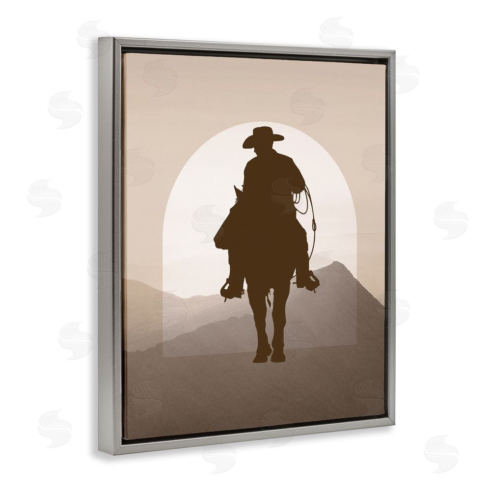 Karen Smith Cowboy & Desert Dunes Gray Floating Frame Canvas Wall Art Print