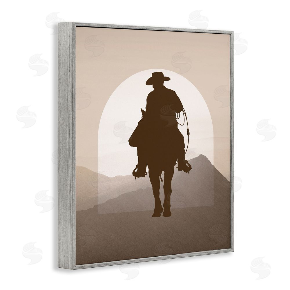 Karen Smith Cowboy & Desert Dunes Gray Framed Giclee Wall Art Print