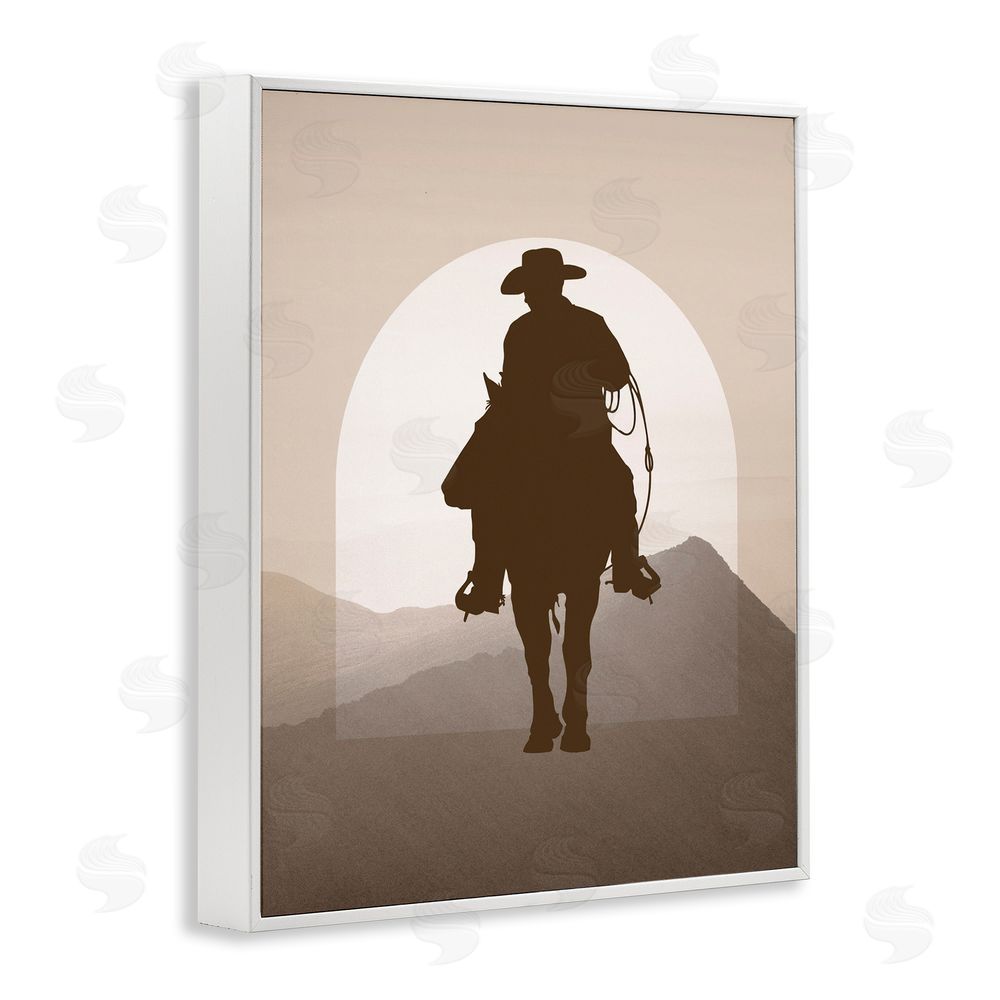 Karen Smith Cowboy & Desert Dunes White Framed Giclee Wall Art Print