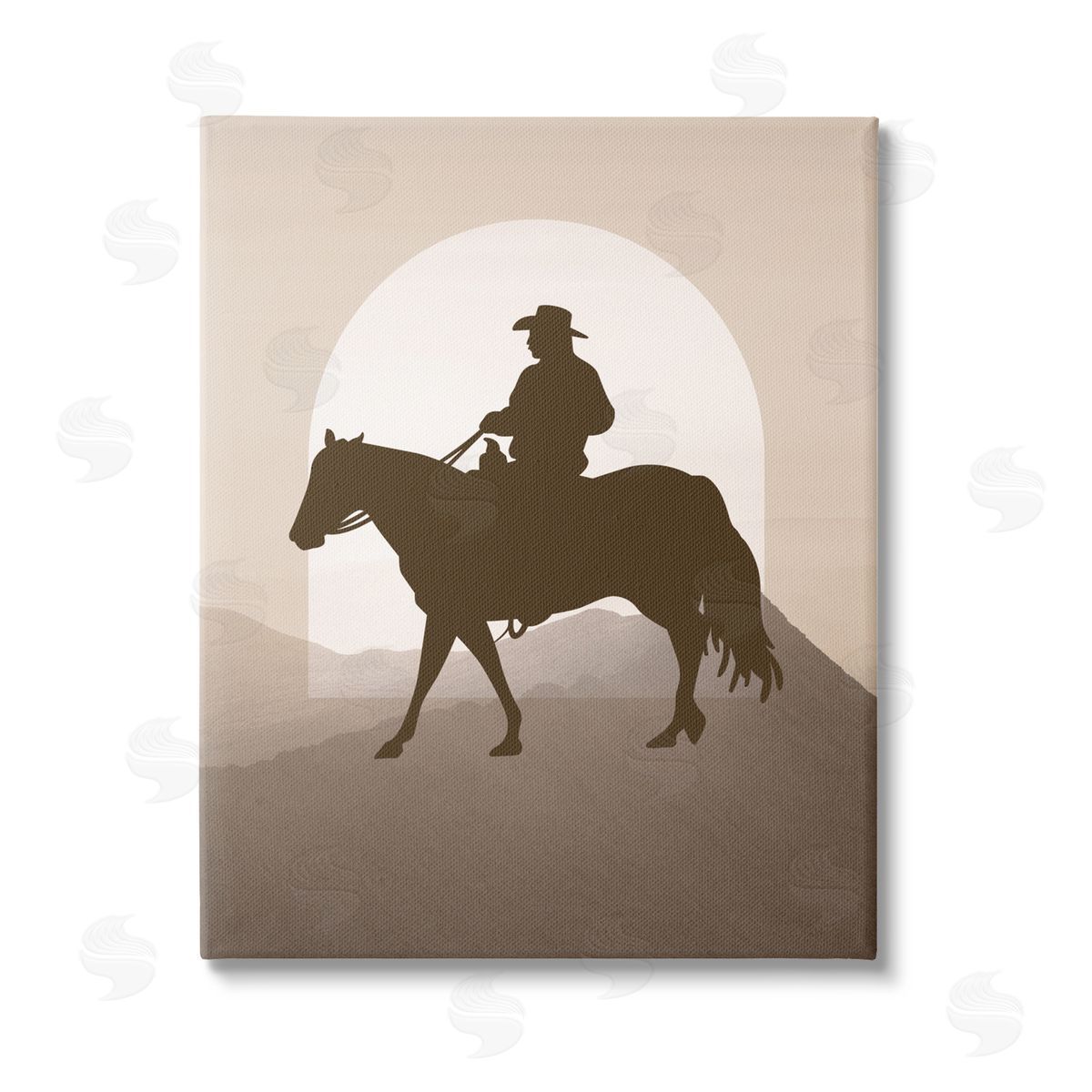 Karen Smith Cowboy & Mountains Canvas Wall Art Print