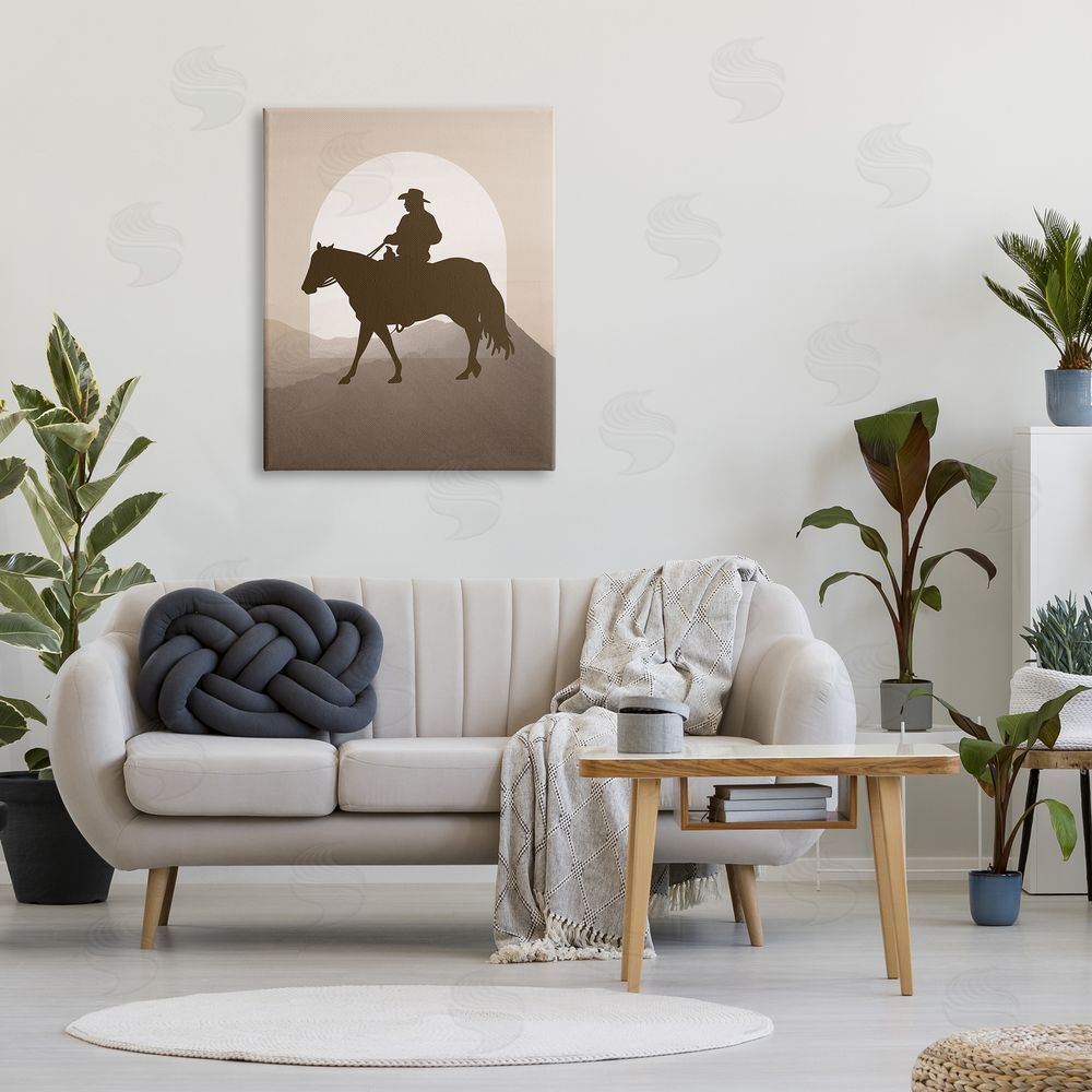 Karen Smith Cowboy & Mountains Canvas Wall Art Print in Room