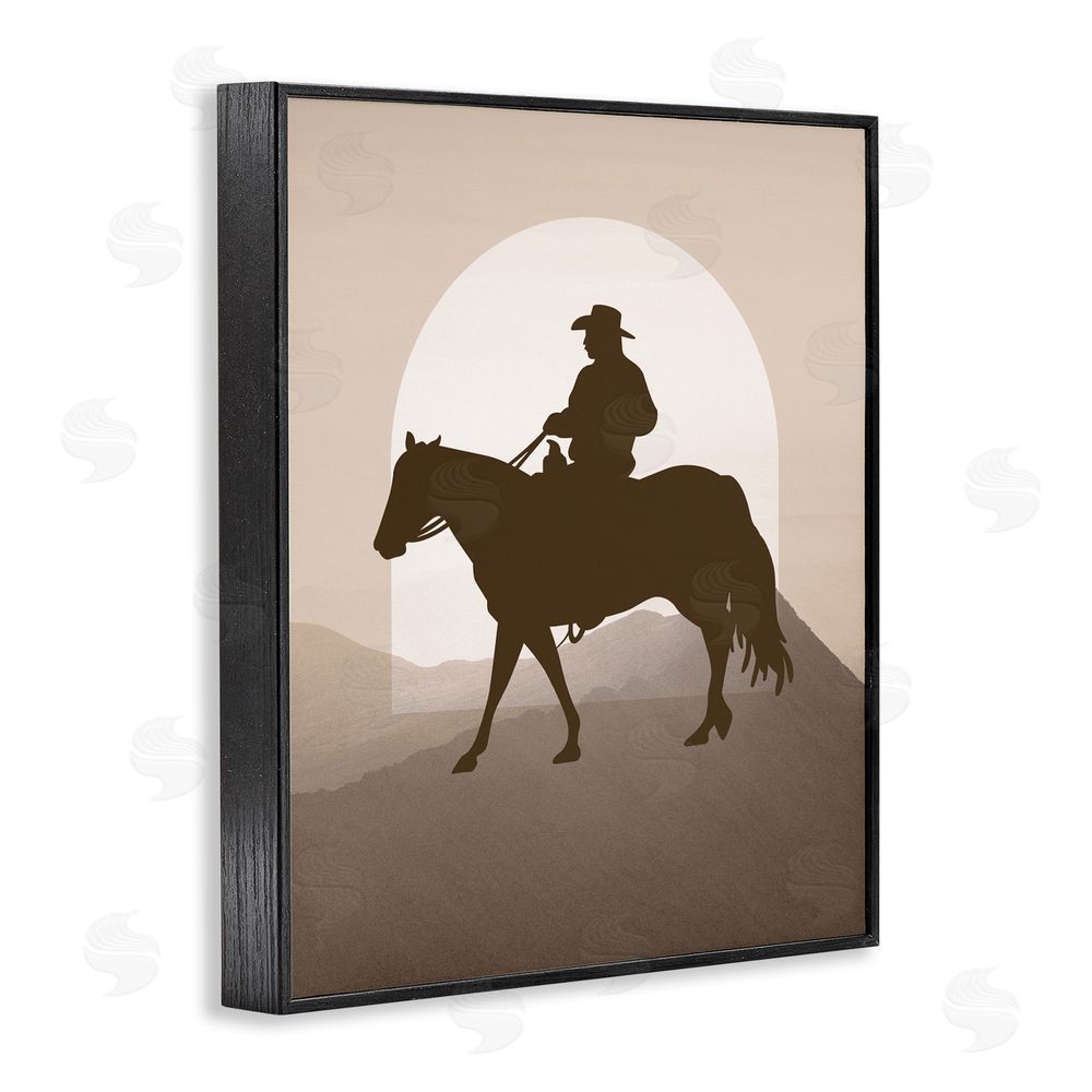 Karen Smith Cowboy & Mountains Black Framed Giclee Wall Art Print