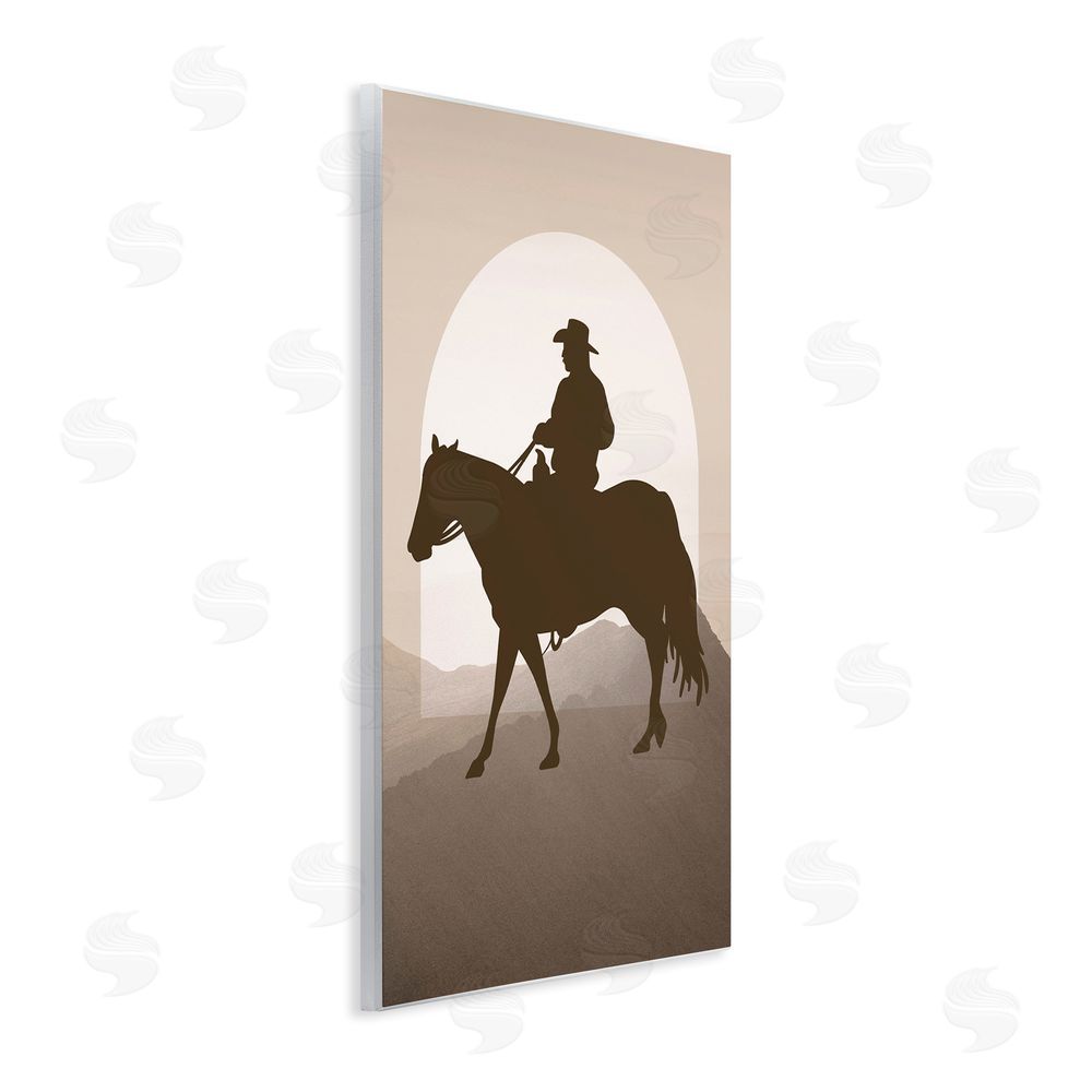 Karen Smith Cowboy & Mountains Wooden Wall Plaque Art Print