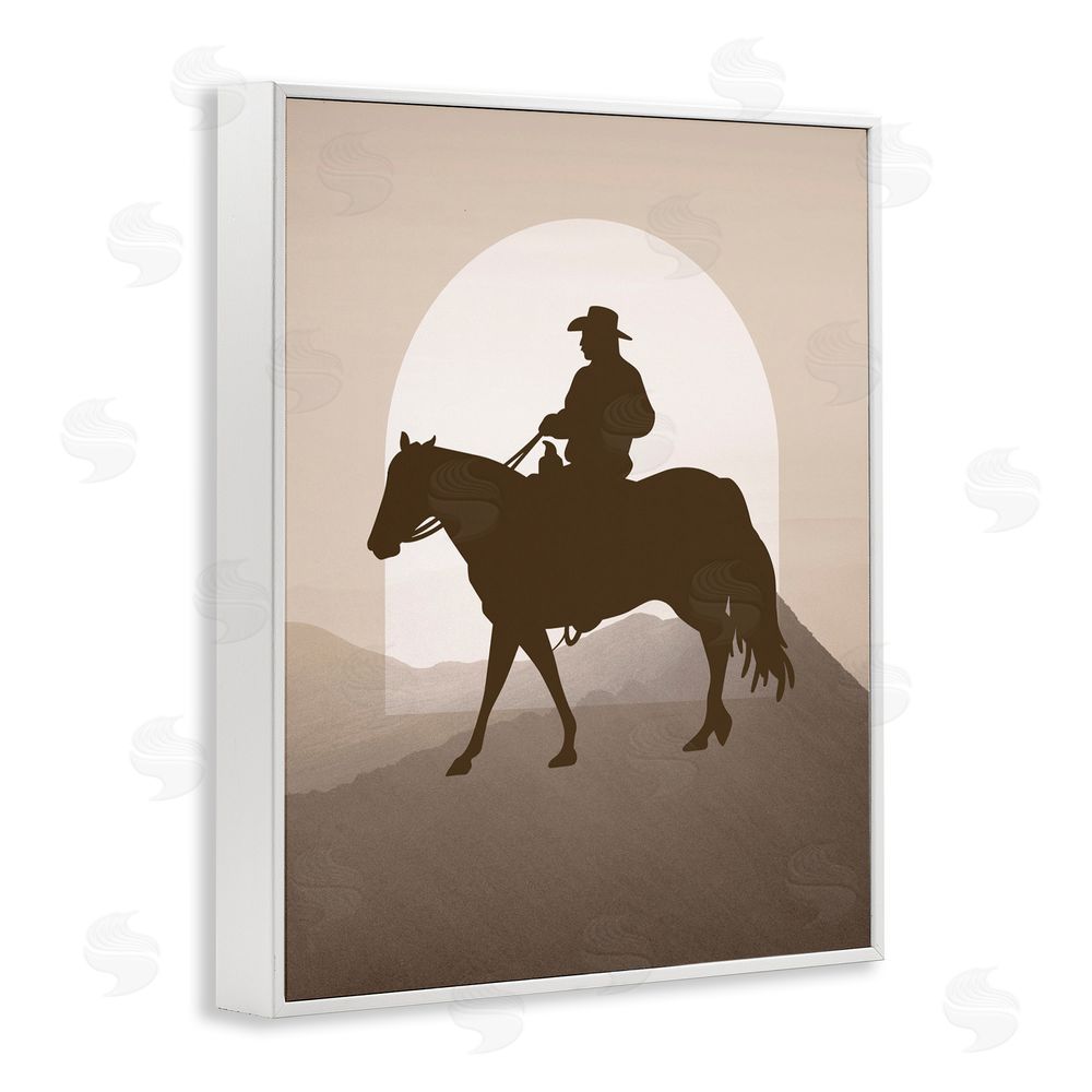 Karen Smith Cowboy & Mountains White Framed Giclee Wall Art Print
