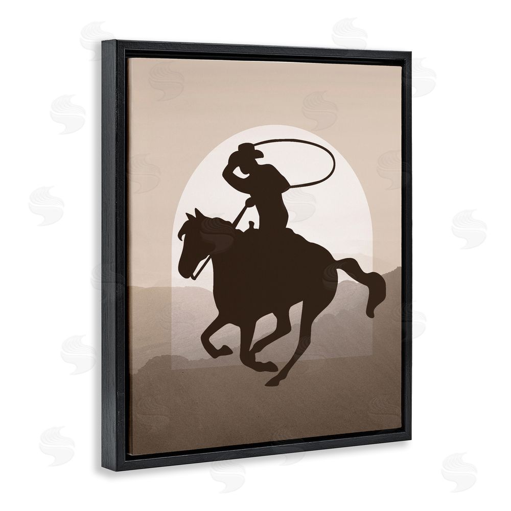 Karen Smith Cowboy with Lasso Black Floating Frame Canvas Wall Art Print