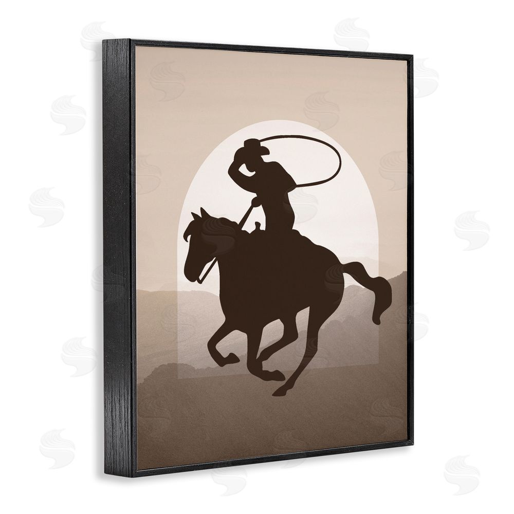 Karen Smith Cowboy with Lasso Black Framed Giclee Wall Art Print