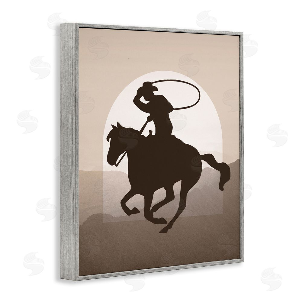 Karen Smith Cowboy with Lasso Gray Framed Giclee Wall Art Print