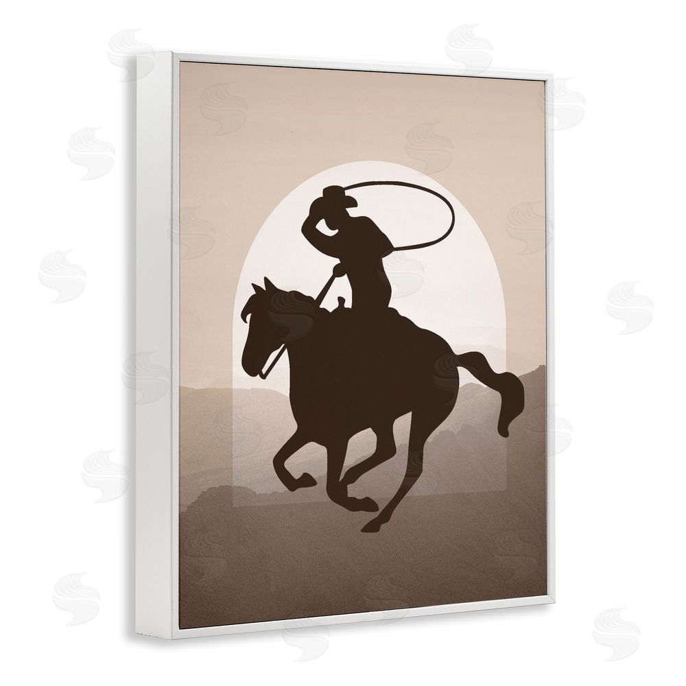 Karen Smith Cowboy with Lasso White Framed Giclee Wall Art Print