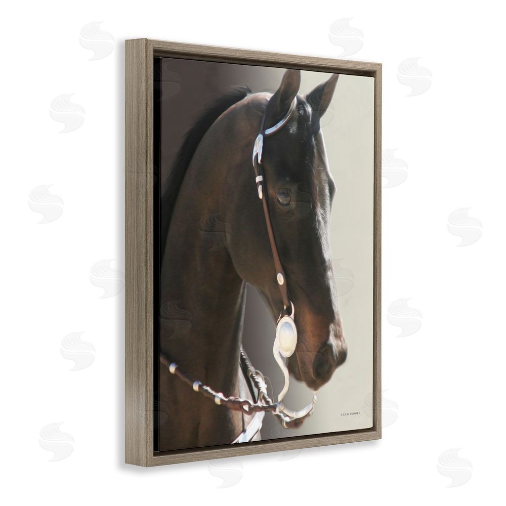 Kari Brooks Horse with Bridle Brown Floating Frame Canvas Wall Art Print
