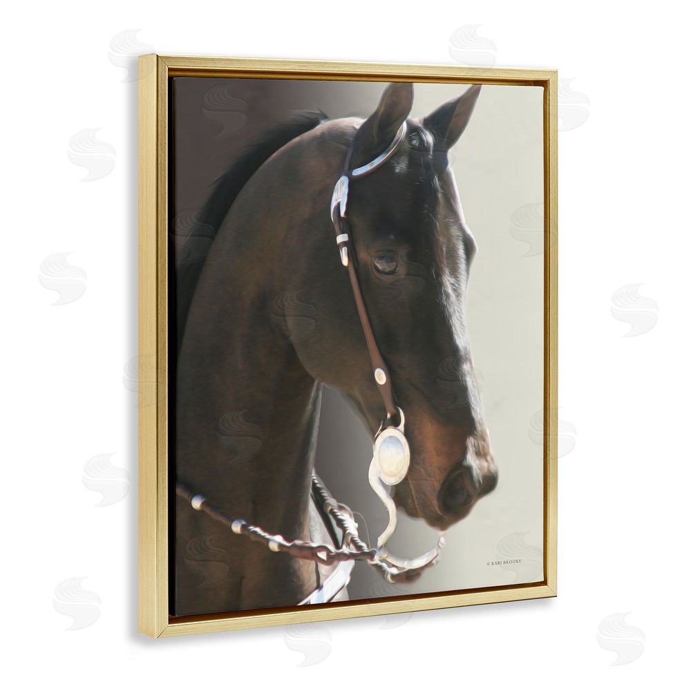 Kari Brooks Horse with Bridle Gold Floating Frame Canvas Wall Art Print