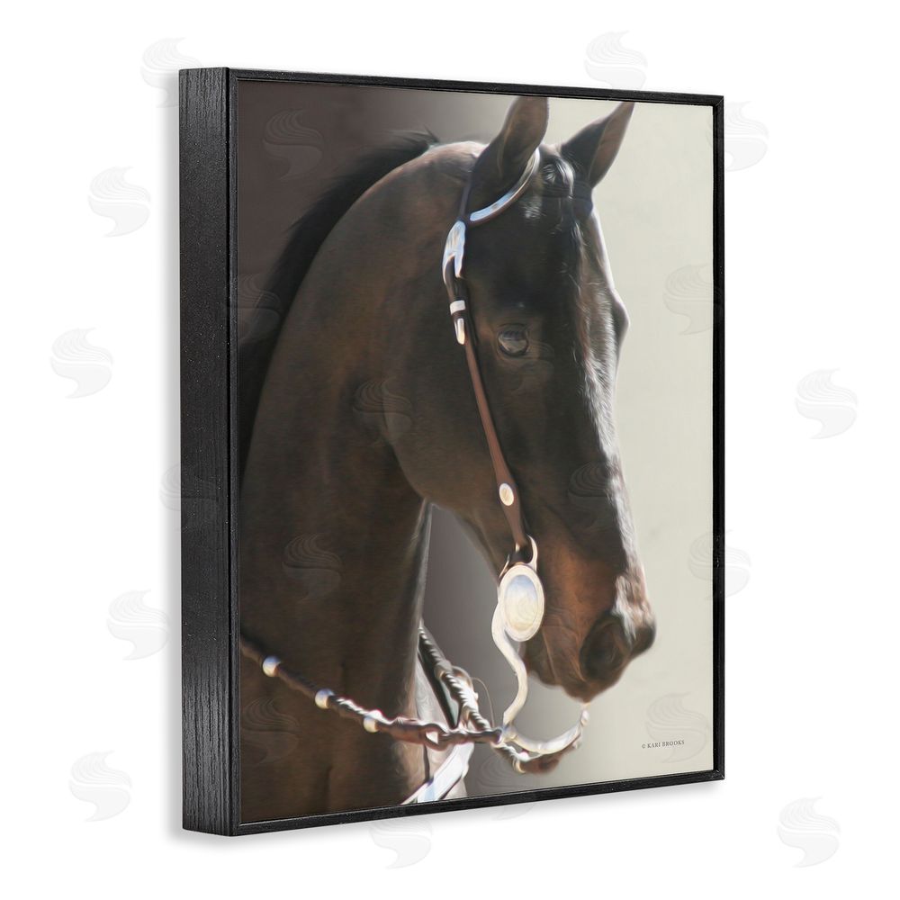 Kari Brooks Horse with Bridle Black Framed Giclee Wall Art Print