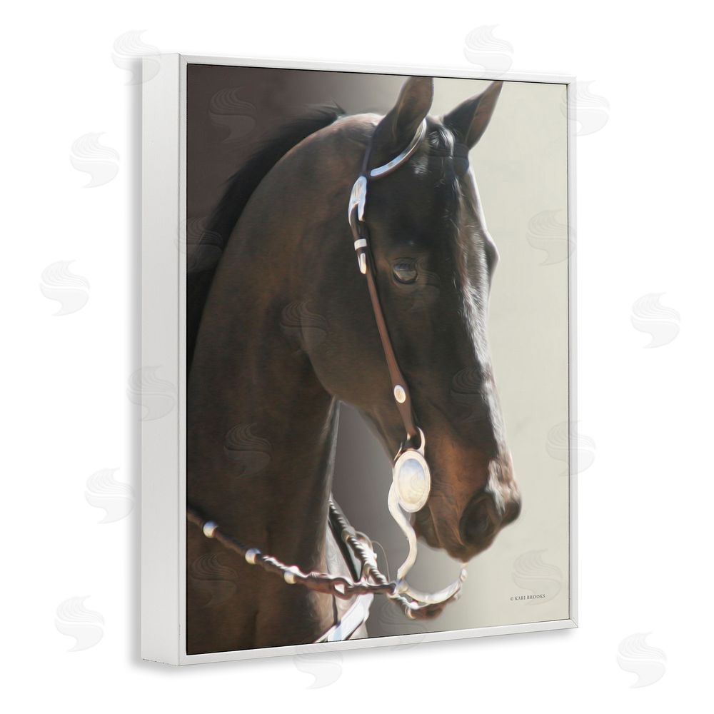 Kari Brooks Horse with Bridle White Framed Giclee Wall Art Print