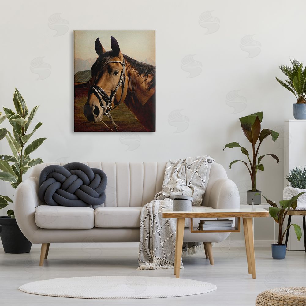 Marcus Prime Brown Horse Portrait Canvas Wall Art Print in Room
