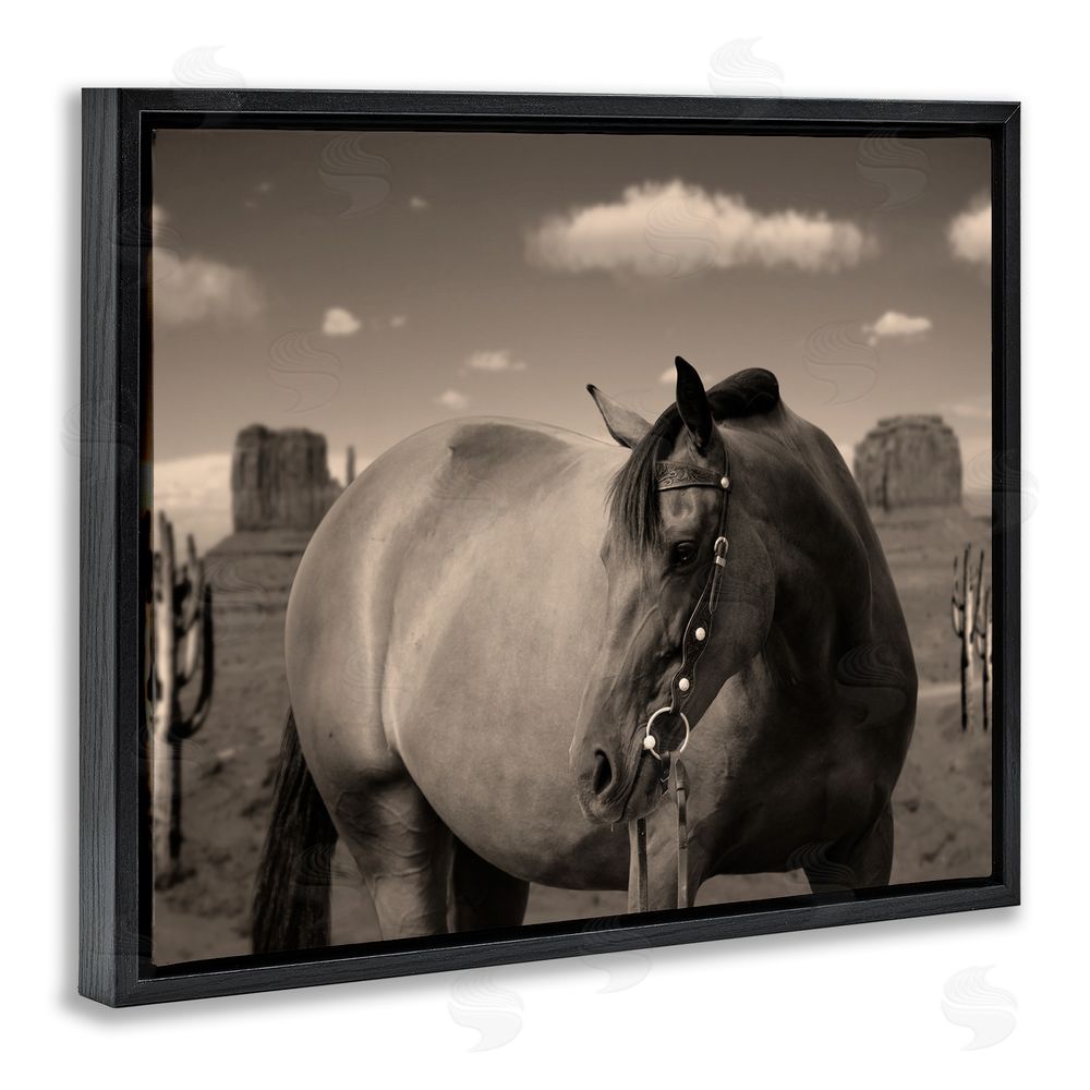 Marcus Prime Desert Horse Photography Black Floating Frame Canvas Wall Art Print
