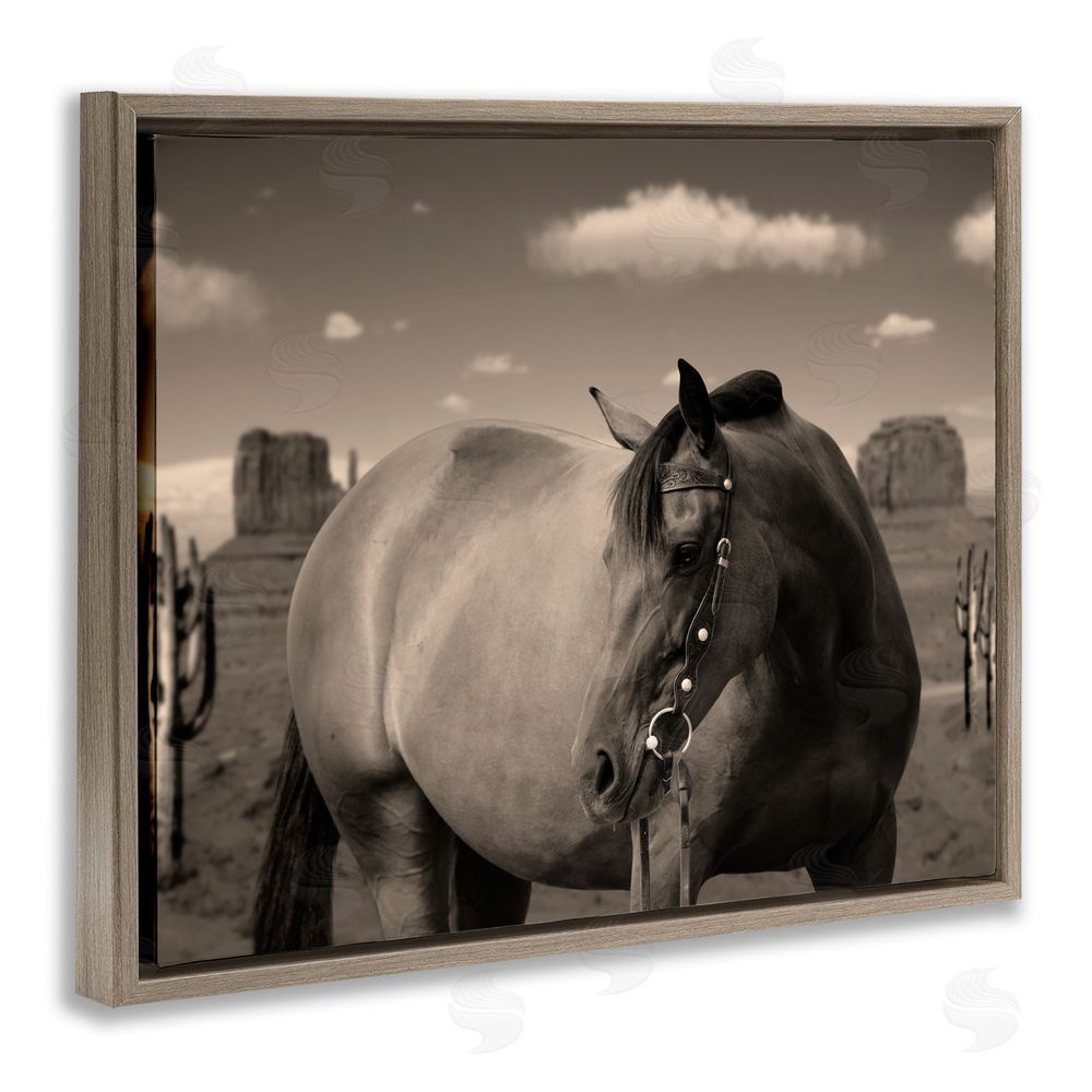 Marcus Prime Desert Horse Photography Brown Floating Frame Canvas Wall Art Print