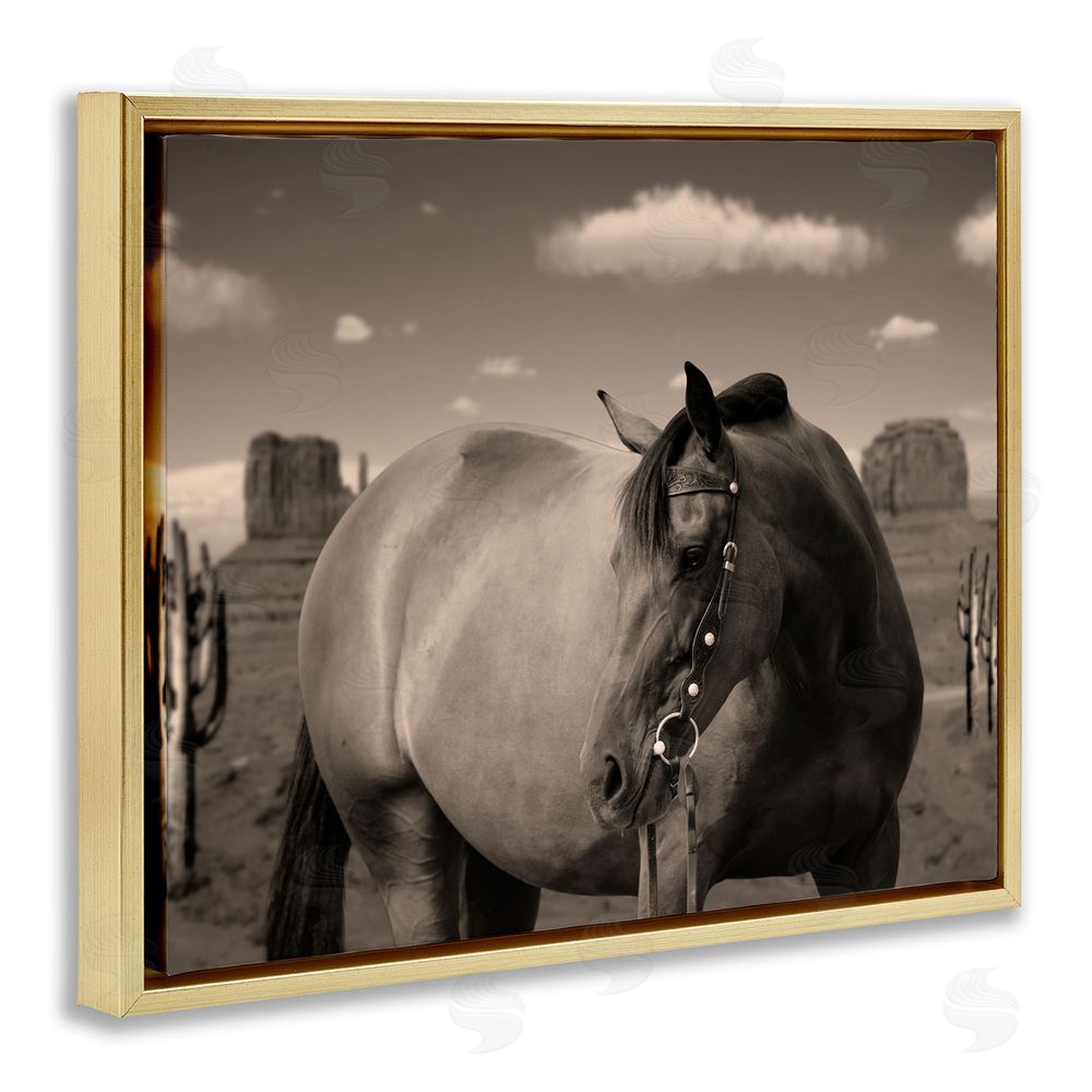 Marcus Prime Desert Horse Photography Gold Floating Frame Canvas Wall Art Print