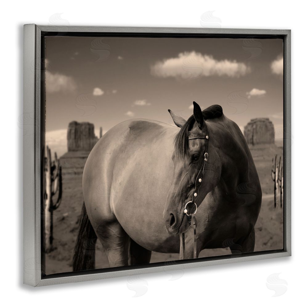 Marcus Prime Desert Horse Photography Gray Floating Frame Canvas Wall Art Print