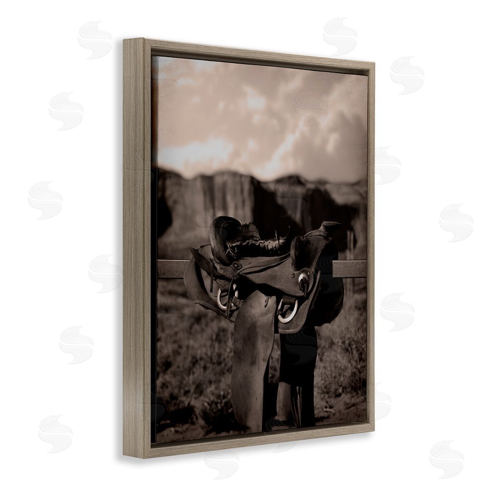 Marcus Prime Horse Saddle in Desert Brown Floating Frame Canvas Wall Art Print