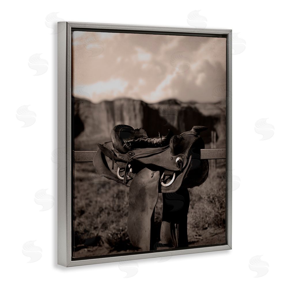 Marcus Prime Horse Saddle in Desert Gray Floating Frame Canvas Wall Art Print