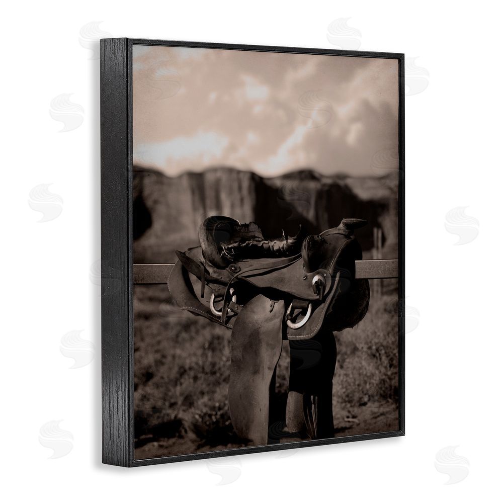 Marcus Prime Horse Saddle in Desert Black Framed Giclee Wall Art Print