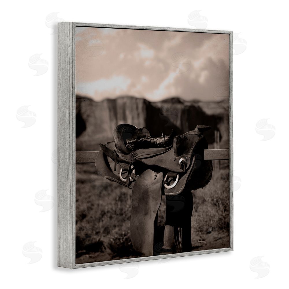 Marcus Prime Horse Saddle in Desert Gray Framed Giclee Wall Art Print