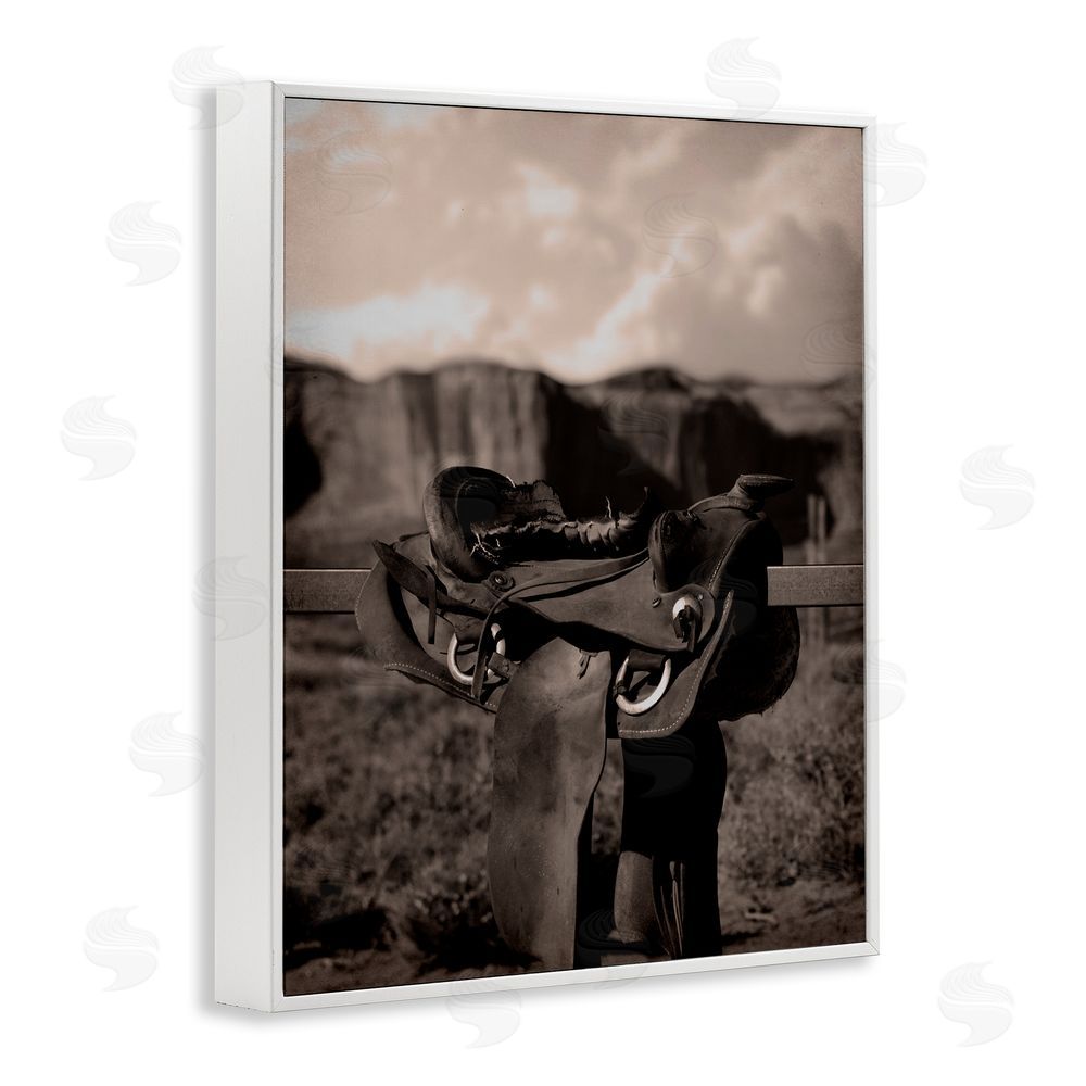 Marcus Prime Horse Saddle in Desert White Framed Giclee Wall Art Print