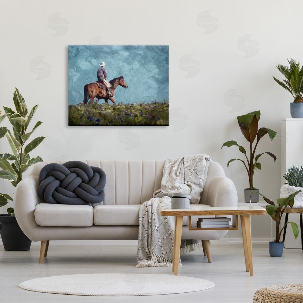 Milli Villa Cowboy in Meadow Canvas Wall Art Print in Room
