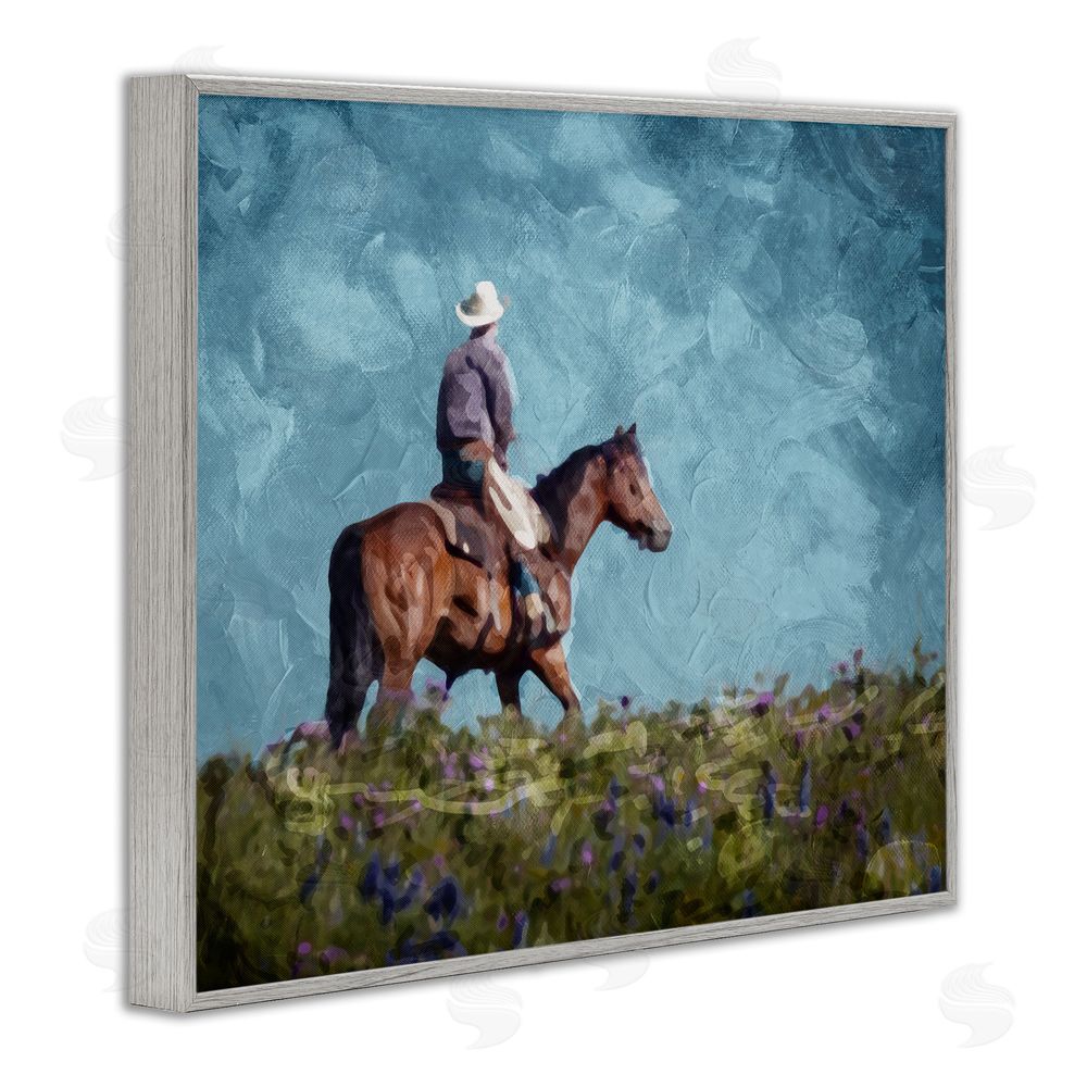 Milli Villa Cowboy in Meadow Gray Framed Giclee Wall Art Print