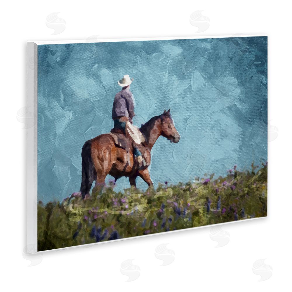 Milli Villa Cowboy in Meadow Wooden Wall Plaque Art Print