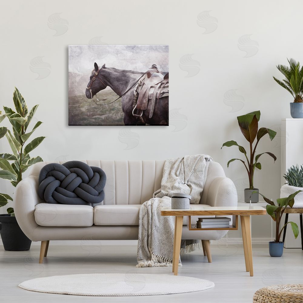 Milli Villa Horse with Saddle Canvas Wall Art Print in Room