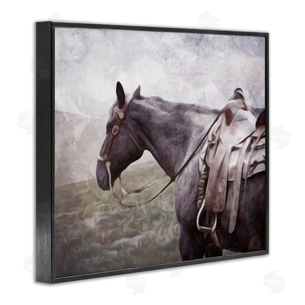 Milli Villa Horse with Saddle Black Framed Giclee Wall Art Print