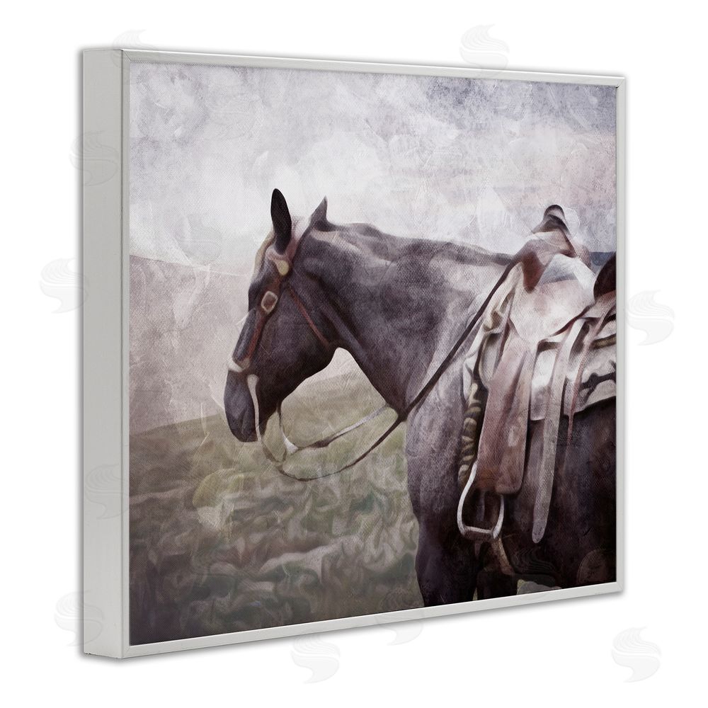 Milli Villa Horse with Saddle White Framed Giclee Wall Art Print
