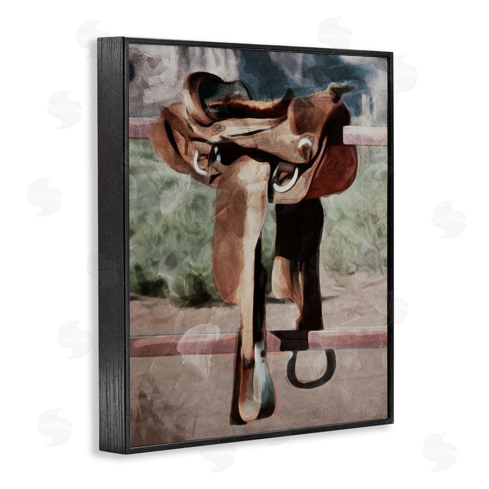 Milli Villa Abstract Equestrian Saddle Black Framed Giclee Wall Art Print